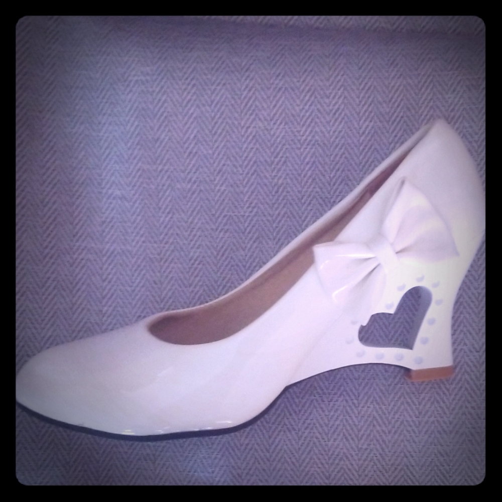 White wedge shoes